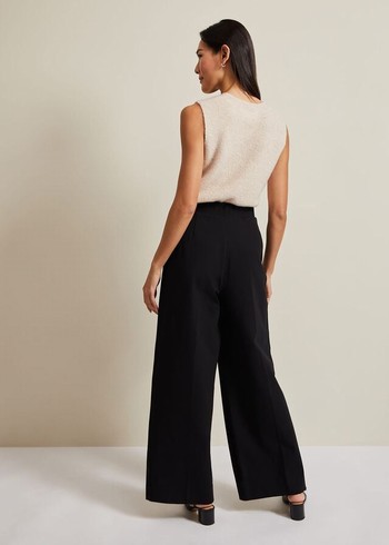 Phase Eight Mila Ponte Wide Legs Trousers Black USA | 7504862-AS